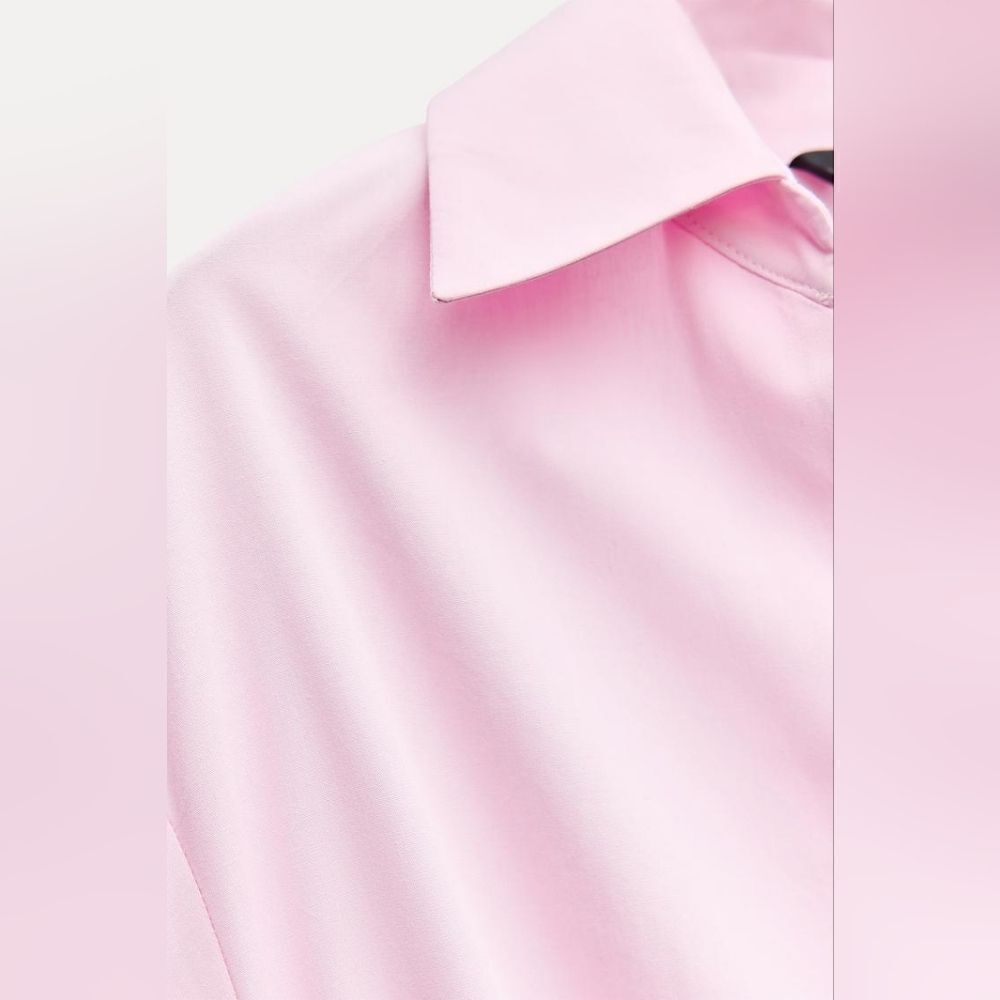 NWT ZARAβPOPLINβSHIRTDRESSβpink - Picture 10 of 13